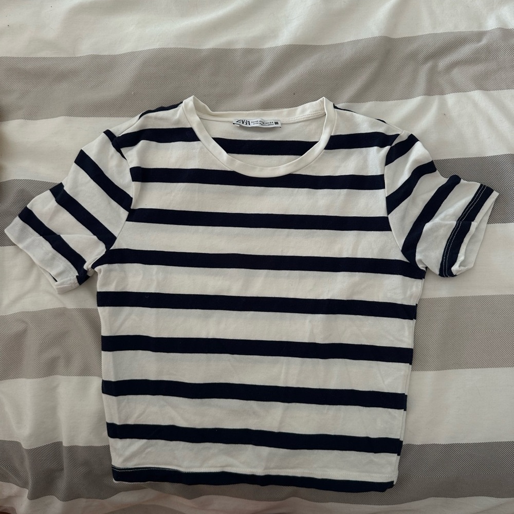 Striped Kids T-Shirt - Navy and White
